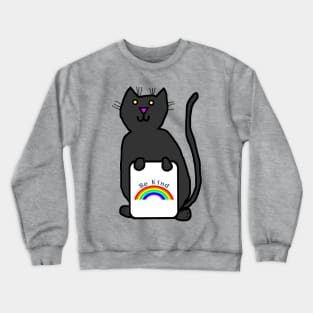 Cute Cat says Be Kind with Rainbow Crewneck Sweatshirt